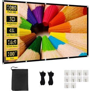 Projector Screen 100" Projection Screen Indoor Outdoor Washable Anti-Crease